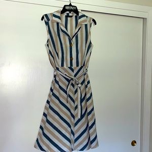 Casual Dress Blue/White/Tan Striped